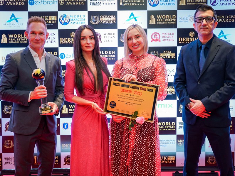 Award winner receiving recognition on stage