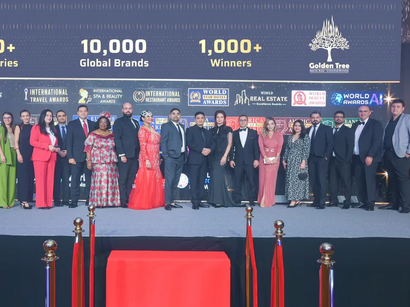 2025 Golden Entrepreneur Awards winners on stage at the gala