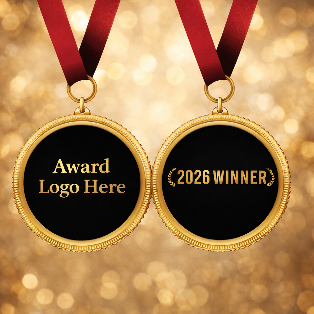 Golden Entrepreneur Awards Winner Medal — Gold Medal with Red Ribbon